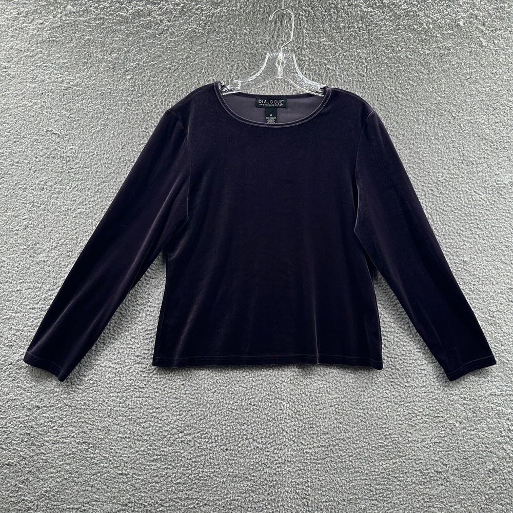 Womens Velour Minimalist Pullover Knit Top 14 Cozy Stretch Long Sleeve Everyday